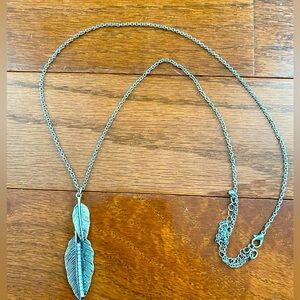 Silver Feather Pendant Necklace